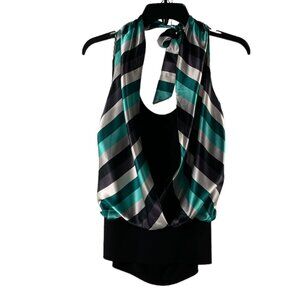 Love Tease Halter Top Chevron Stripes Adjustable Size Medium NWT Small Flaw